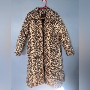 J Crew Quilted Leopard Print Puffer Coat